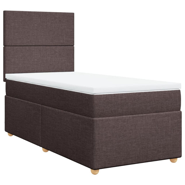 Giroletto a Molle con Materasso Marrone Scuro 80x200 cm Tessuto