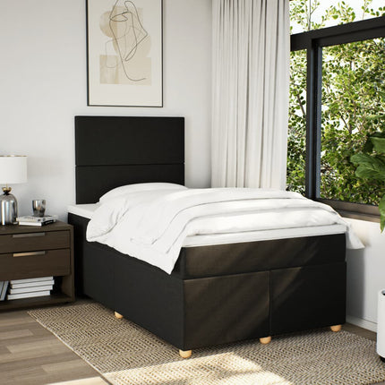 Giroletto a Molle con Materasso Nero 120x190 cm in Tessuto