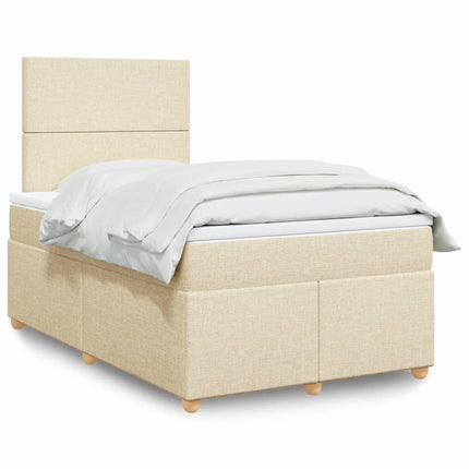 Giroletto a Molle con Materasso Crema 120x200 cm in Tessuto