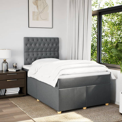 Giroletto a Molle con Materasso Grigio Scuro 120x200 cm Tessuto
