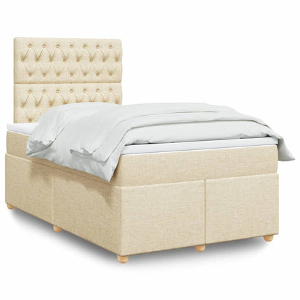 Giroletto a Molle con Materasso Crema 120x200 cm in Tessuto