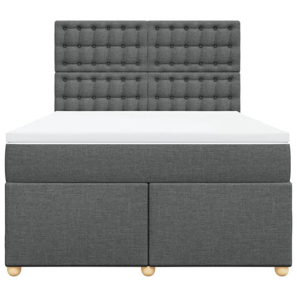 Giroletto a Molle con Materasso Grigio Scuro 140x190 cm Tessuto