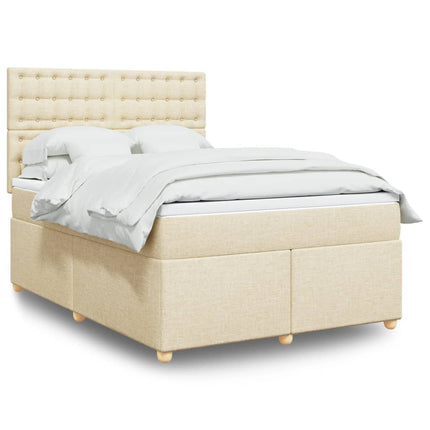 Giroletto a Molle con Materasso Crema 160x200 cm in Tessuto