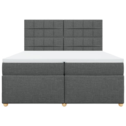 Giroletto a Molle con Materasso Grigio Scuro 200x200 cm Tessuto