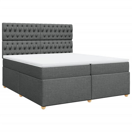 Giroletto a Molle con Materasso Grigio Scuro 200x200 cm Tessuto