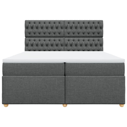 Giroletto a Molle con Materasso Grigio Scuro 200x200 cm Tessuto