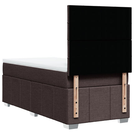Giroletto a Molle con Materasso Marrone Scuro 80x200 cm Tessuto