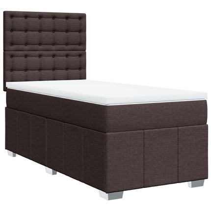 Giroletto a Molle con Materasso Marrone Scuro 90x190cm Tessuto