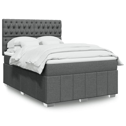 Giroletto a Molle con Materasso Grigio Scuro 160x200 cm Tessuto
