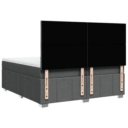 Giroletto a Molle con Materasso Grigio Scuro 200x200 cm Tessuto