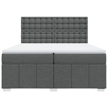 Giroletto a Molle con Materasso Grigio Scuro 200x200 cm Tessuto