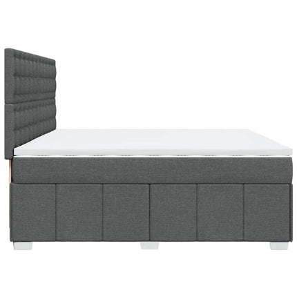 Giroletto a Molle con Materasso Grigio Scuro 200x200 cm Tessuto