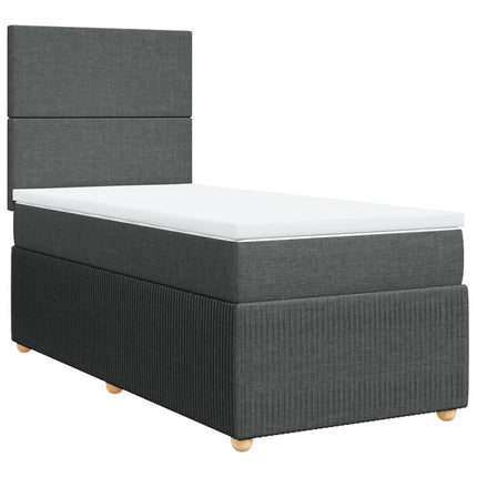 Giroletto a Molle con Materasso Grigio Scuro 90x190 cm Tessuto