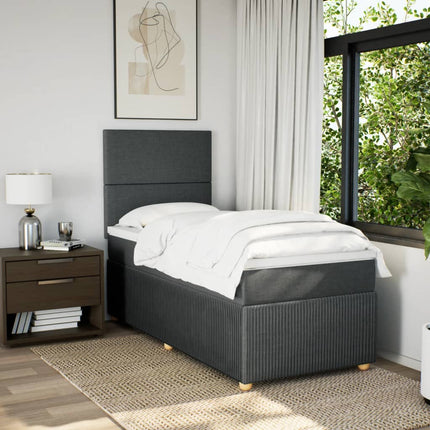 Giroletto a Molle con Materasso Grigio Scuro 90x190 cm Tessuto