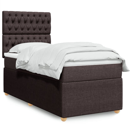 Giroletto a Molle con Materasso Marrone Scuro 90x190cm Tessuto