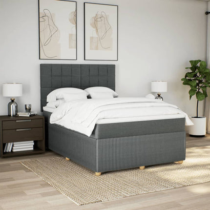 Giroletto a Molle con Materasso Grigio Scuro 140x200cm Tessuto