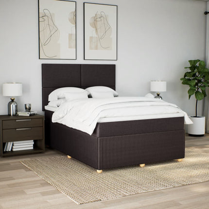 Giroletto a Molle con Materasso Marrone Scuro 160x200cm Tessuto