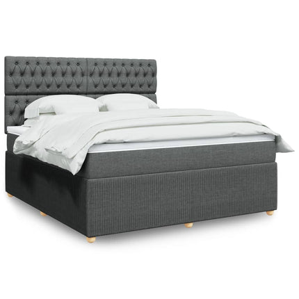 Giroletto a Molle con Materasso Grigio Scuro 180x200 cm Tessuto