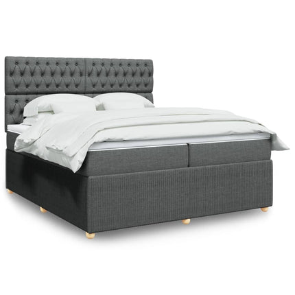 Giroletto a Molle con Materasso Grigio Scuro 200x200 cm Tessuto
