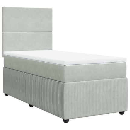 Giroletto a Molle con Materasso Grigio Chiaro 80x200 cm Velluto