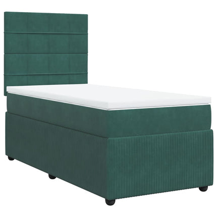 Giroletto a Molle con Materasso Verde Scuro 80x200 cm Velluto