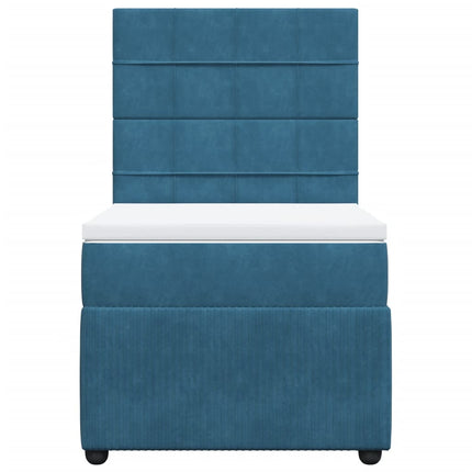 Giroletto a Molle con Materasso Blu Scuro 80x200 cm in Velluto