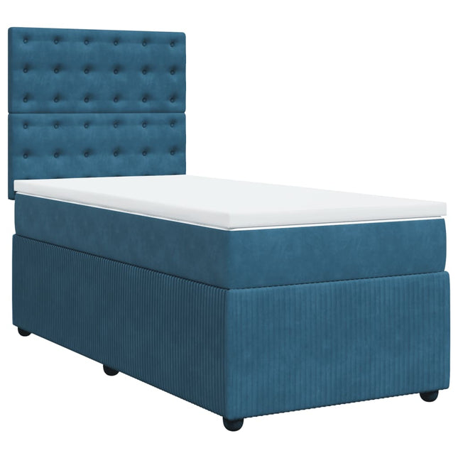 Giroletto a Molle con Materasso Blu Scuro 80x200 cm in Velluto