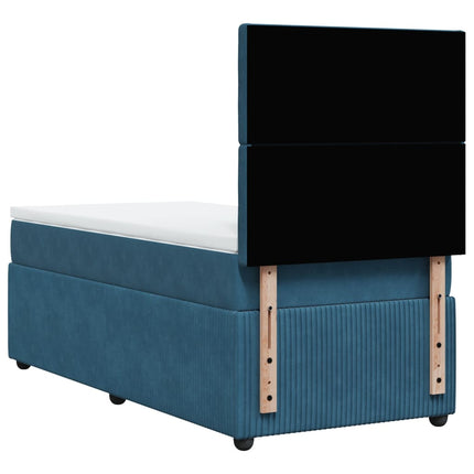 Giroletto a Molle con Materasso Blu Scuro 80x200 cm in Velluto
