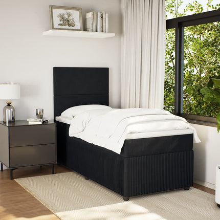 Giroletto a Molle con Materasso Nero 90x200 cm in Velluto