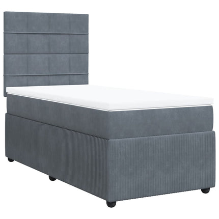 Giroletto a Molle con Materasso Grigio Scuro 90x200 cm Velluto