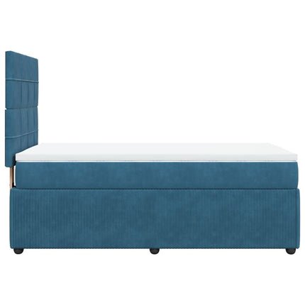 Giroletto a Molle con Materasso Blu Scuro 90x200 cm in Velluto