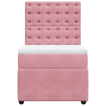 Giroletto a Molle con Materasso Rosa 90x200 cm in Velluto