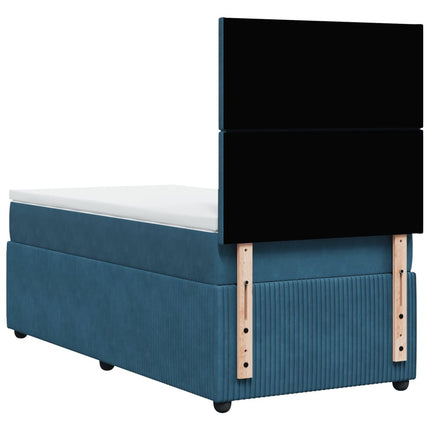 Giroletto a Molle con Materasso Blu Scuro 100x200 cm in Velluto