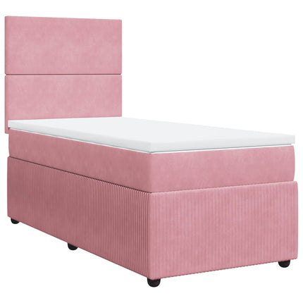 Giroletto a Molle con Materasso Rosa 100x200 cm in Velluto