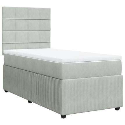Giroletto a Molle con Materasso Grigio Chiaro 100x200cm Velluto