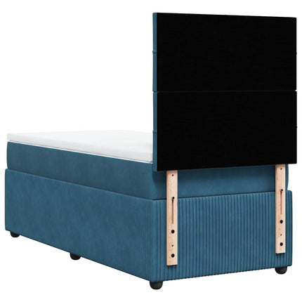 Giroletto a Molle con Materasso Blu Scuro 100x200 cm in Velluto