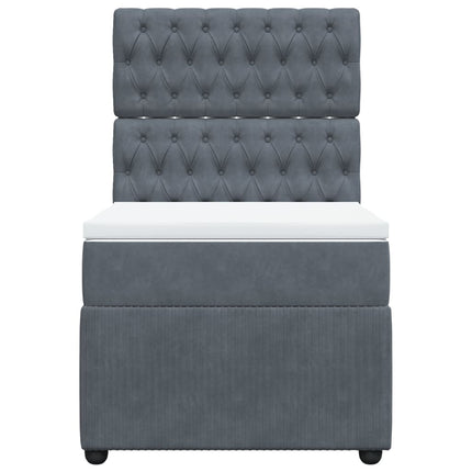 Giroletto a Molle con Materasso Grigio Scuro 100x200 cm Velluto