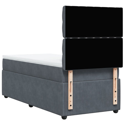 Giroletto a Molle con Materasso Grigio Scuro 100x200 cm Velluto