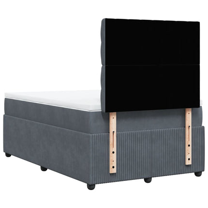 Giroletto a Molle con Materasso Grigio Scuro 120x190 cm Velluto