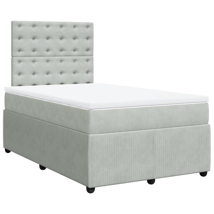 Giroletto a Molle con Materasso Grigio Chiaro 120x190cm Velluto