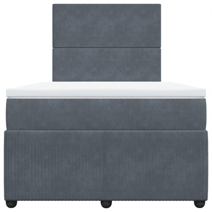 Giroletto a Molle con Materasso Grigio Scuro 120x200 cm Velluto