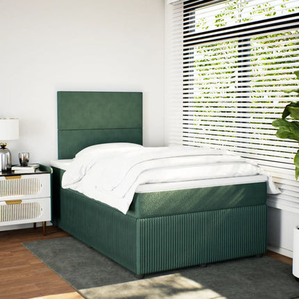 Giroletto a Molle con Materasso Verde Scuro 120x200 cm Velluto