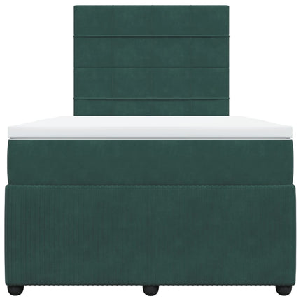Giroletto a Molle con Materasso Verde Scuro 120x200 cm Velluto