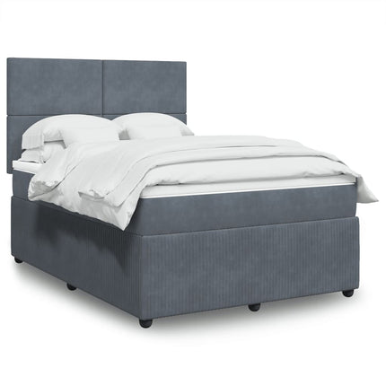 Giroletto a Molle con Materasso Grigio Scuro 140x190 cm Velluto