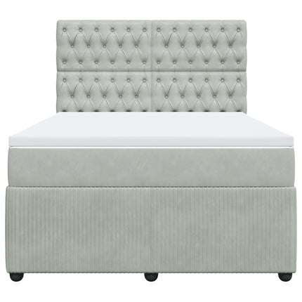 Giroletto a Molle con Materasso Grigio Chiaro 140x190cm Velluto
