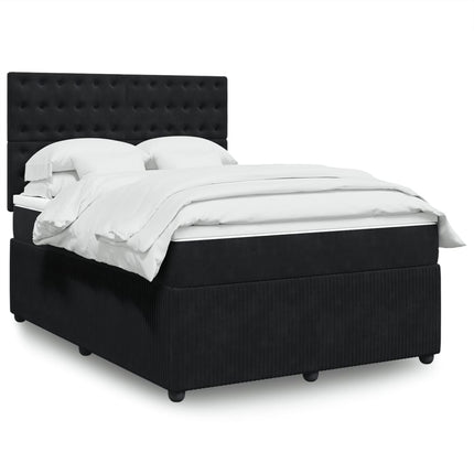 Giroletto a Molle con Materasso Nero 140x190 cm in Velluto