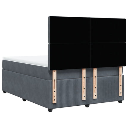 Giroletto a Molle con Materasso Grigio Scuro 140x200 cm Velluto