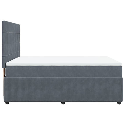 Giroletto a Molle con Materasso Grigio Scuro 160x200 cm Velluto