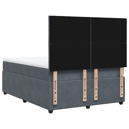 Giroletto a Molle con Materasso Grigio Scuro 160x200 cm Velluto