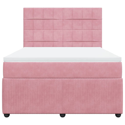 Giroletto a Molle con Materasso Rosa 160x200 cm in Velluto